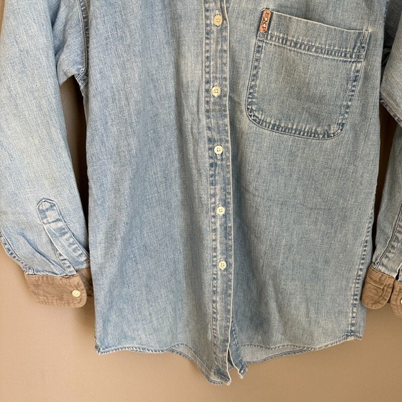 Vintage Express Button Up Jean Shacket 90s Faded Corduroy Lightweight Large - Picture 3 of 9